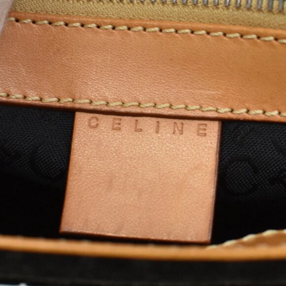 CELINE Logo C Macadam Pattern Hand Tote Bag Suede Leather Black SHW 68KB064 - Picture 15 of 16